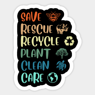 Save Bees Rescue Animals Recycle Plastic Earth Day April 22 Sticker